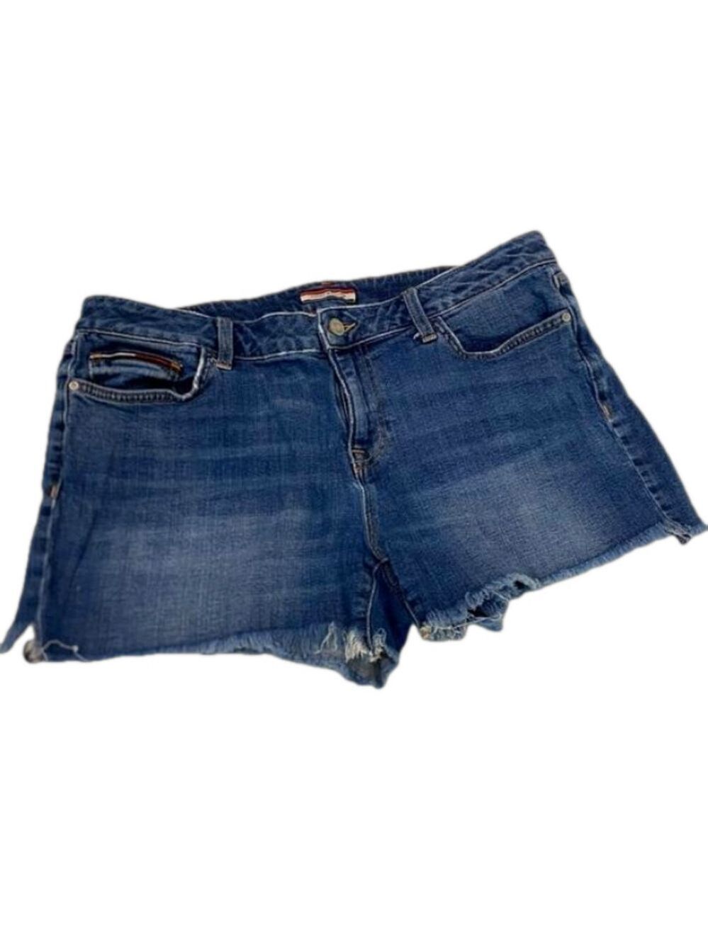 Tommy Hilfiger Medium Wash Denim High Waisted Jean Cut-off Shorts Size 10